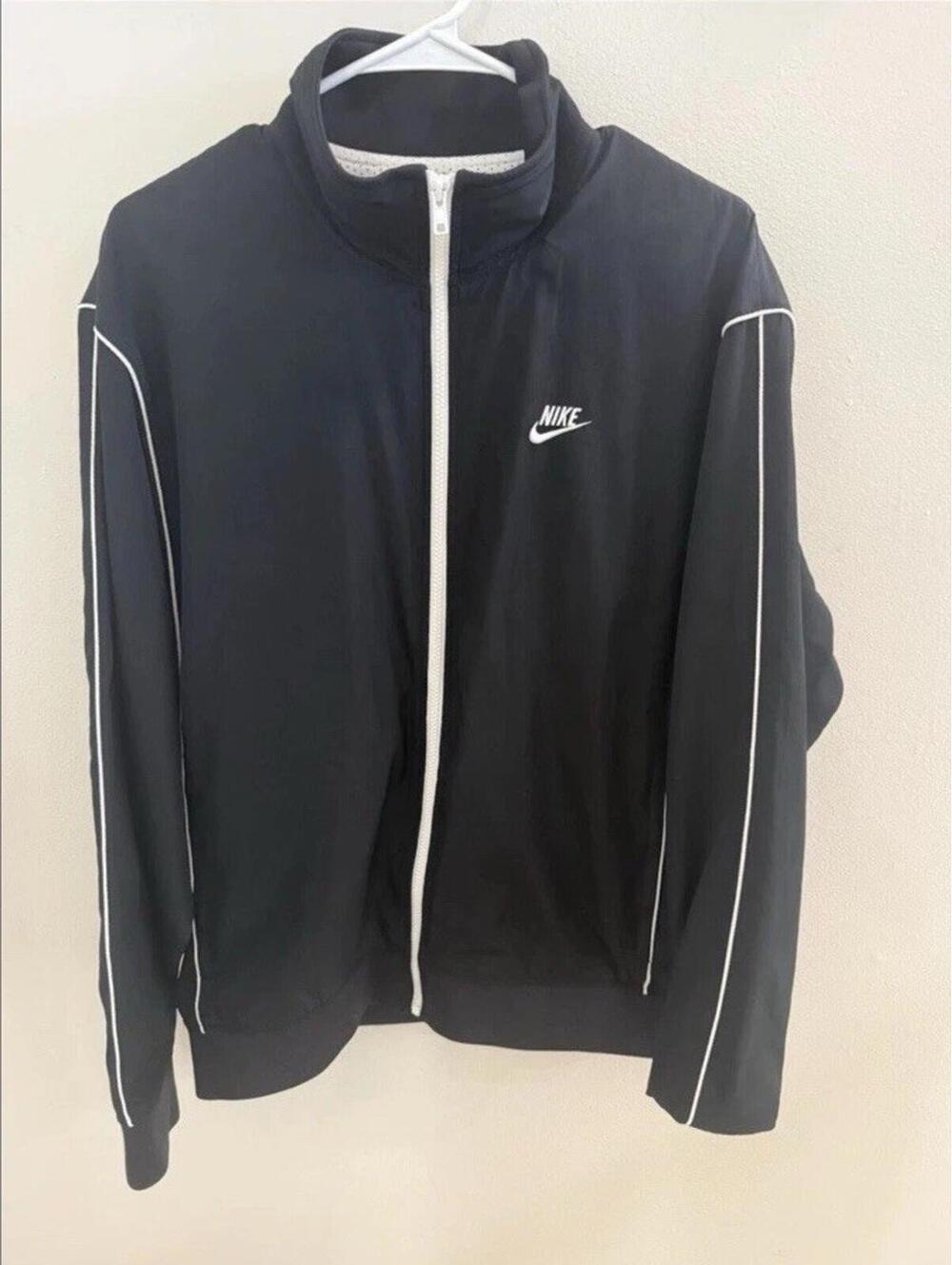 Nike Jacket Men's Size Large Black/white Sportswear Club  Full Zip Track